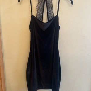 Lulus black velour mini dress
